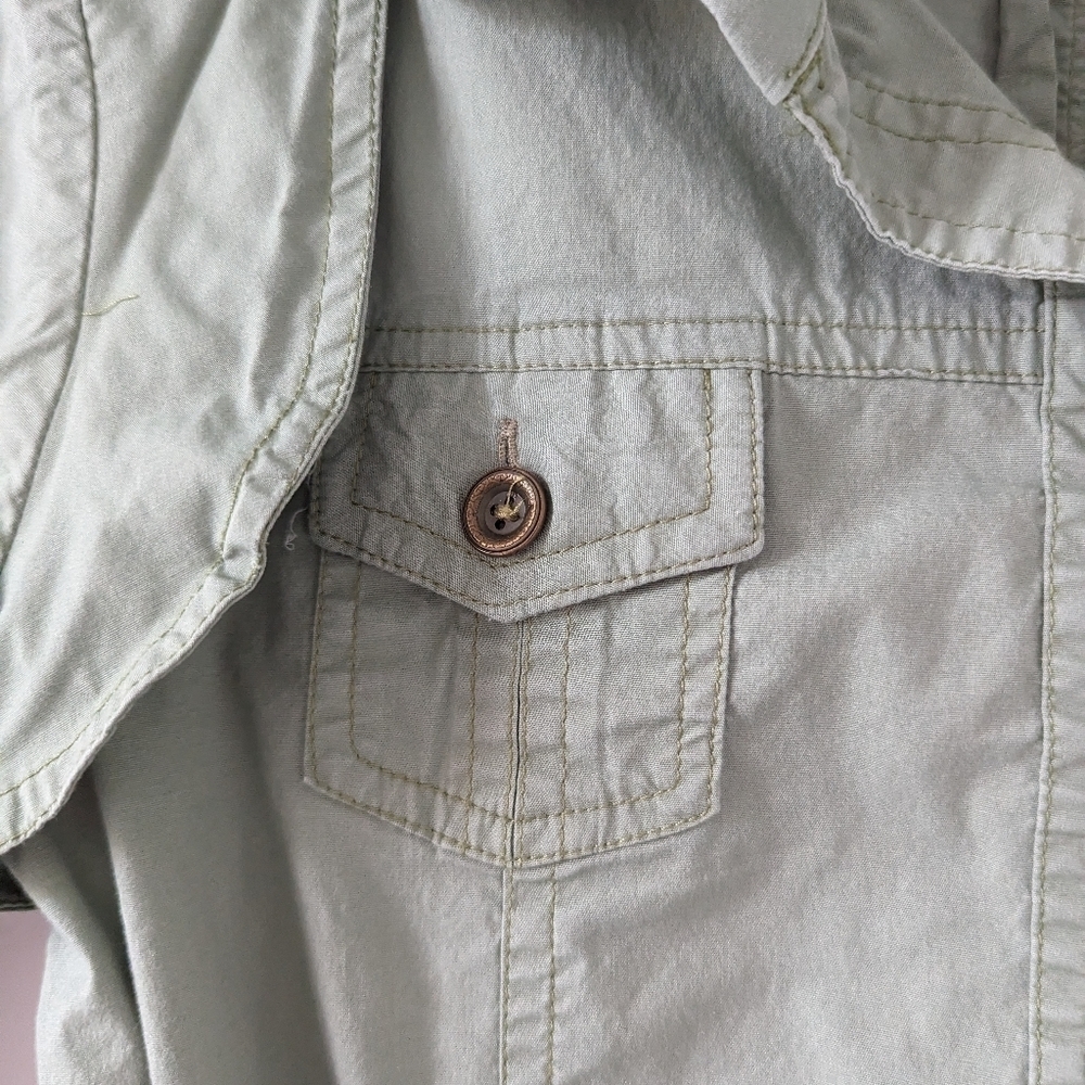 Amir Military-Inspired Belted Shirt Dress - Size 4 Green Cotton Gorpcore Fall - Picture 8 of 13